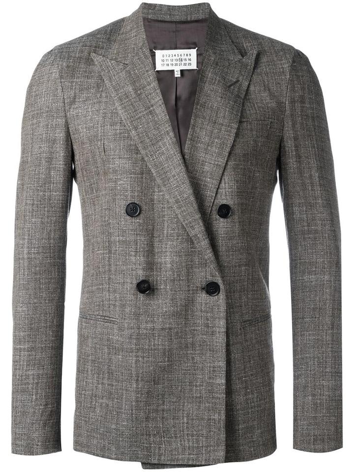 Maison Margiela Double Breasted Blazer, Men's, Size: 50, Brown, Silk/cotton/linen/flax/wool