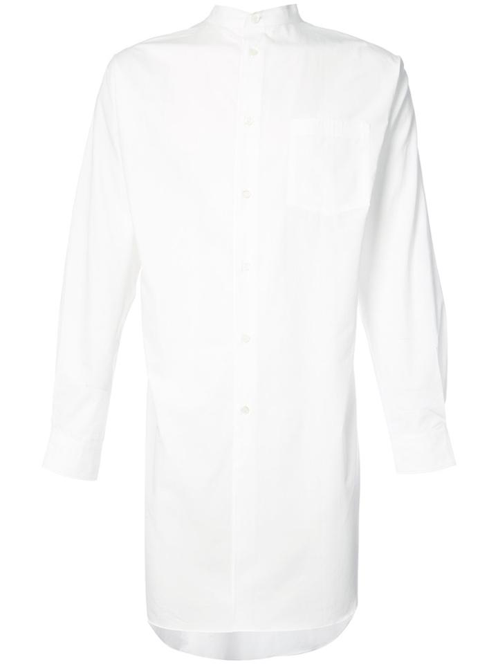 Comme Des Garçons Homme Plus Long Printed Mandarin Shirt - White