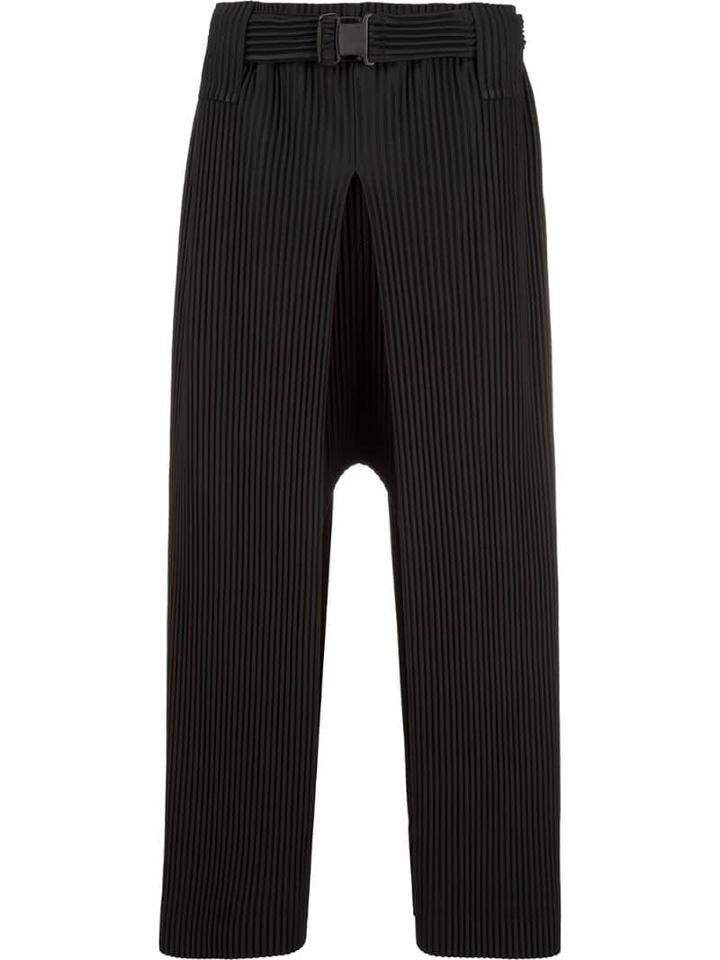 Homme Plissé Issey Miyake Pleated Drop Crotch Trousers - Black