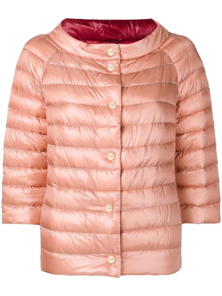 Herno Puffer Crop Sleeve Jacket - Pink
