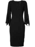 Badgley Mischka Frill Sleeves Fitted Dress - Black