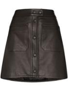 Frame Leather Button-up Mini-skirt - Black