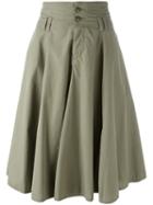 Closed Pleated Skirt, Size: 26, Green, Cotton