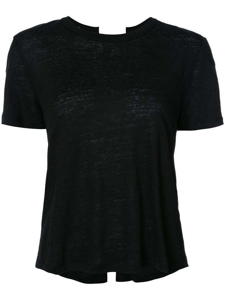 A.l.c. - Back Lace T-shirt - Women - Linen/flax - M, Black, Linen/flax