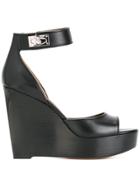 Givenchy Lock Strap Wedge Heels - Black