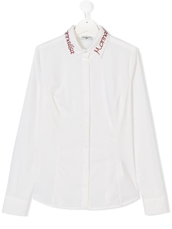 Monnalisa Teen Logo Embroidered Shirt - White