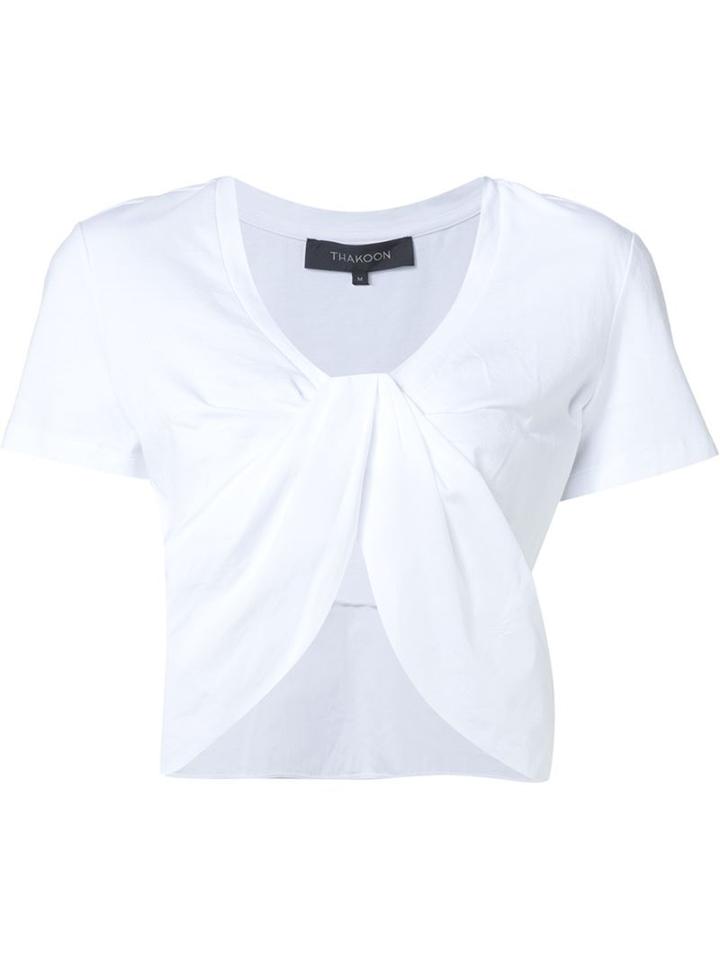 Thakoon Twisted Front Crop Top, Women's, Size: Large, White, Cotton