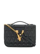 Versace Virtus Quilted Shoulder Bag - Black