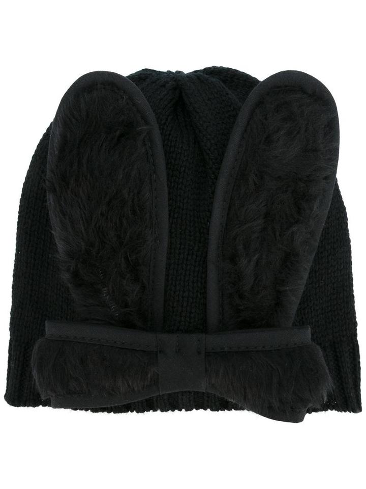 Bernstock Speirs Bunny Motif Beanie, Women's, Black, Cashmere