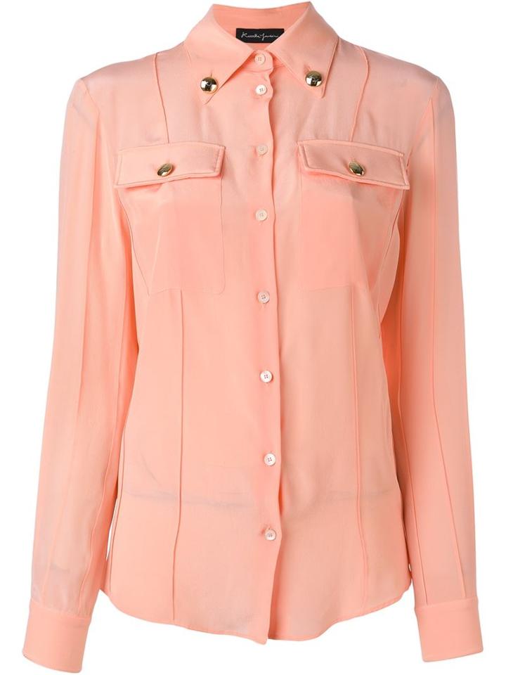 Rossella Jardini Trim Detail Pocketed Shirt, Women's, Size: 44, Pink/purple, Silk