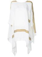 Uma Wang Stripe Panel Poncho - White