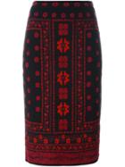 Alexander Mcqueen Intarsia Knit Pencil Skirt, Women's, Size: Small, Black, Silk/polyamide/polyester/wool