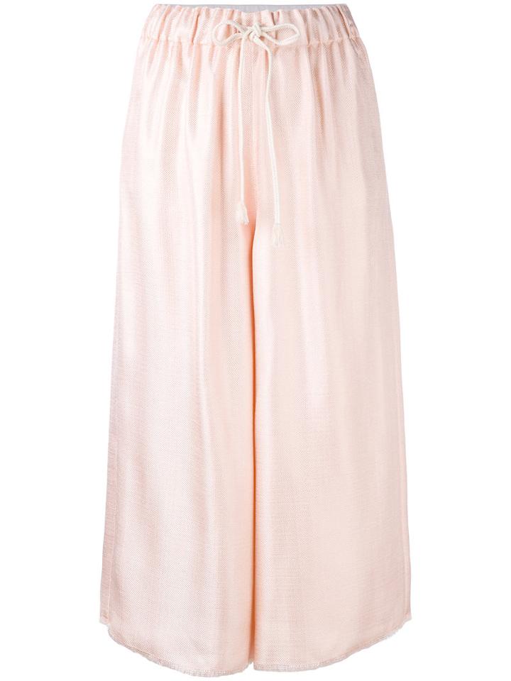 Forte Forte - Wide-legged Drawstring Cropped Trousers - Women - Cotton/polyamide/viscose - 0, Women's, Pink/purple, Cotton/polyamide/viscose