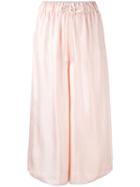 Forte Forte - Wide-legged Drawstring Cropped Trousers - Women - Cotton/polyamide/viscose - 0, Women's, Pink/purple, Cotton/polyamide/viscose