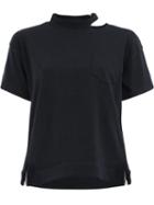 Sacai Buckle Collar T-shirt, Women's, Size: 2, Black, Cotton