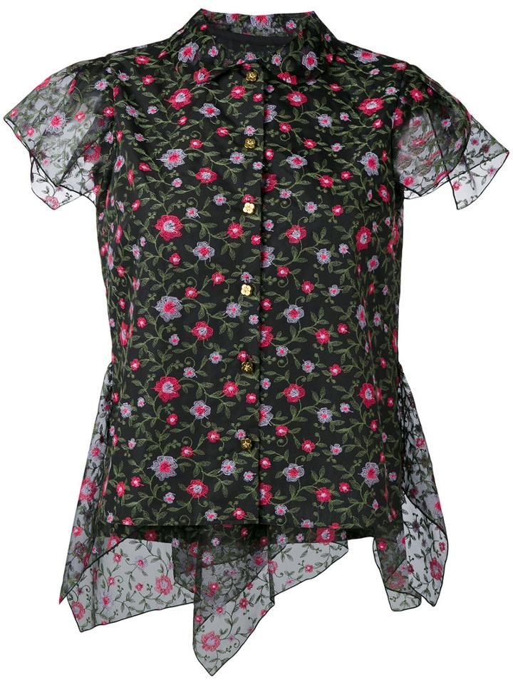 Kolor - Floral Print Blouse - Women - Cotton/polyester - 2, Black, Cotton/polyester