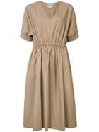 Sea Elasticated Waistband V-neck Dress, Women's, Size: 10, Brown, Cotton