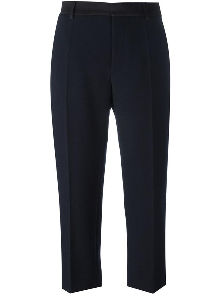Maison Margiela Cropped Tailored Trousers, Women's, Size: 40, Blue, Polyester/wool
