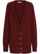 Burberry Logo Button Cashmere Cardigan - Brown