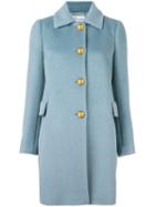 Red Valentino Single Breasted Coat, Women's, Size: 46, Blue, Polyamide/polyester/acetate/alpaca