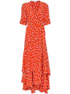 Ganni Silvery Crepe Wrap Dress - Red