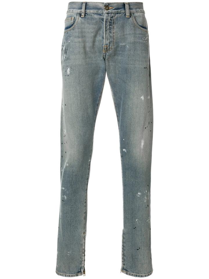 Ih Nom Uh Nit Distressed Zip Hem Jeans - Blue