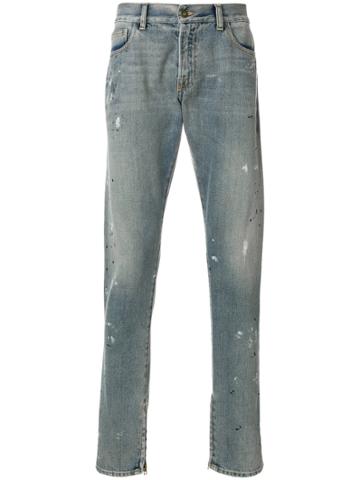 Ih Nom Uh Nit Distressed Zip Hem Jeans - Blue