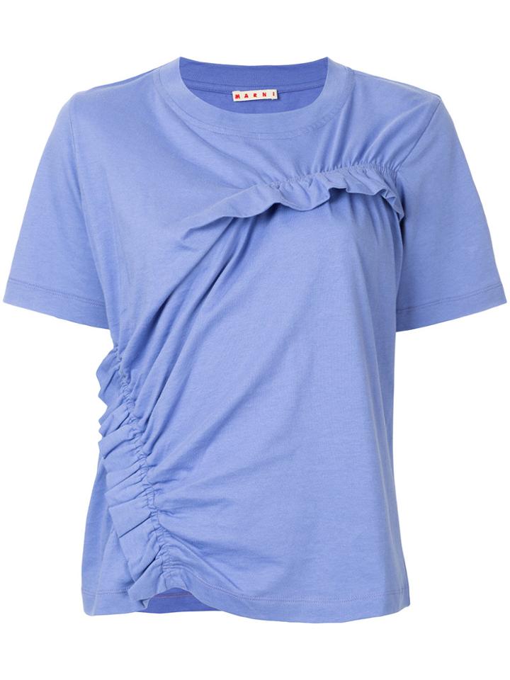Marni Ruched Asymmetric T-shirt - Pink & Purple