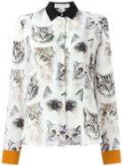 Stella Mccartney 'wilson' Cat Print Shirt, Women's, Size: 38, White, Silk