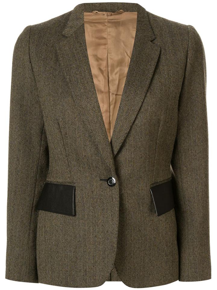 Gucci Pre-owned Contrasting Pockets Fitted Blazer - Brown