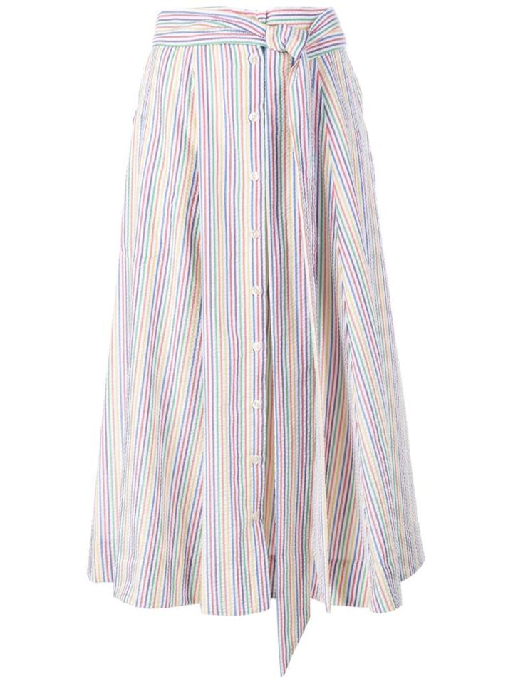 Lisa Marie Fernandez Midi Striped Skirt, Women's, Size: 4, Polyester/cotton