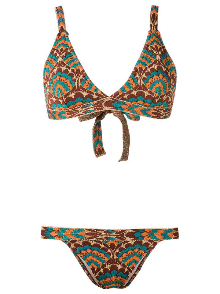 Gig Printed Bikini Set, Women's, Size: Medium, Brown, Lurex/polyamide