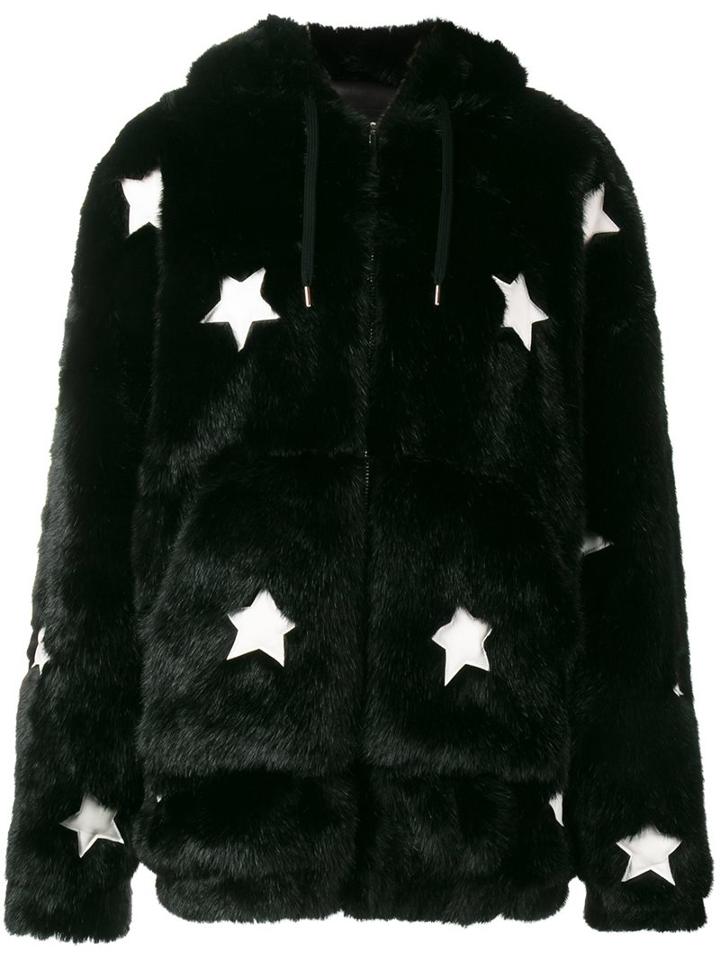 Filles A Papa Faux Fur Star Embellished Jacket, Women's, Size: 0, Black, Lamb Skin/modacrylic/polyester