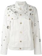 Kenzo - Grommet Detailed Denim Jacket - Women - Cotton - M, Nude/neutrals, Cotton