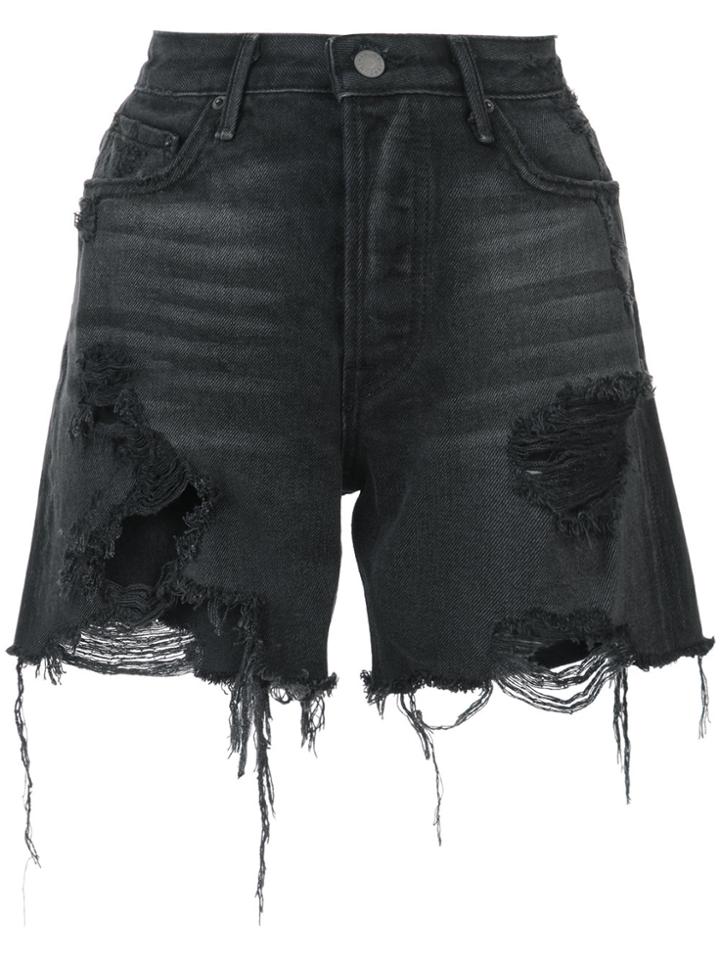 Grlfrnd Frayed Denim Shorts - Black
