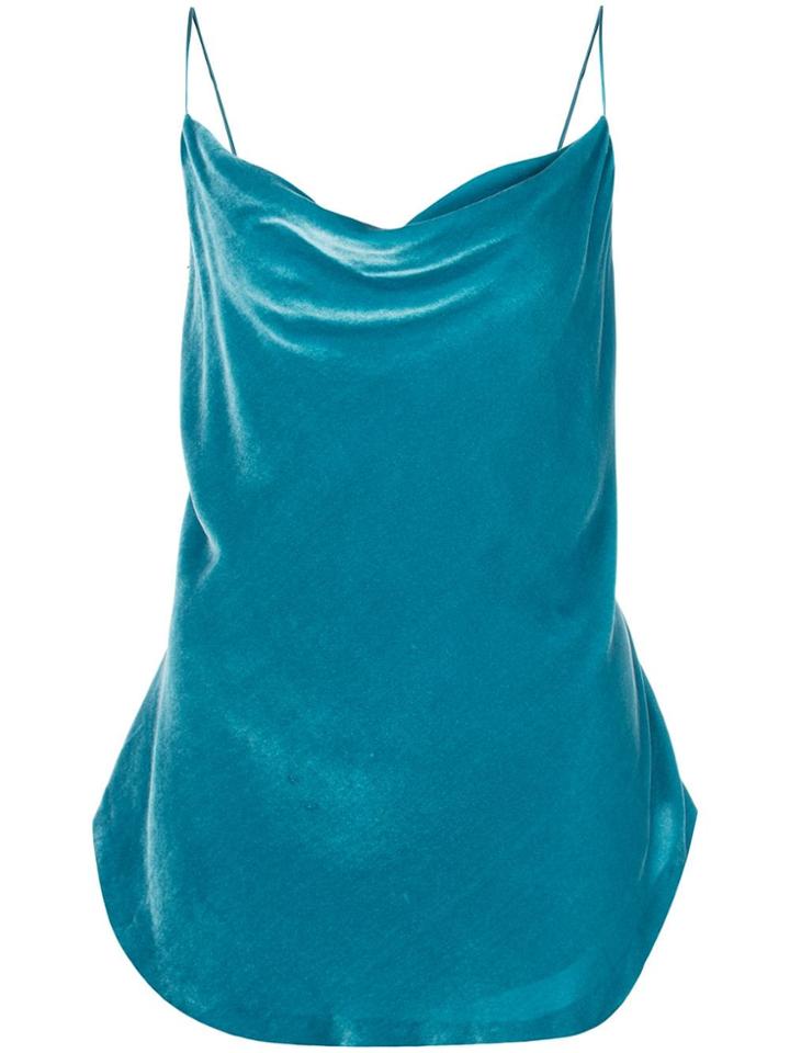 Cinq A Sept Marta Velvet Draped Camisole - Blue