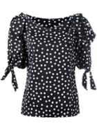 Dolce & Gabbana Polka Dot Blouse, Women's, Size: 40, Black, Silk/spandex/elastane