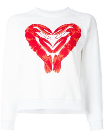 Peter Jensen Lobster Heart Print Sweatshirt, Women's, Size: Medium, White, Cotton