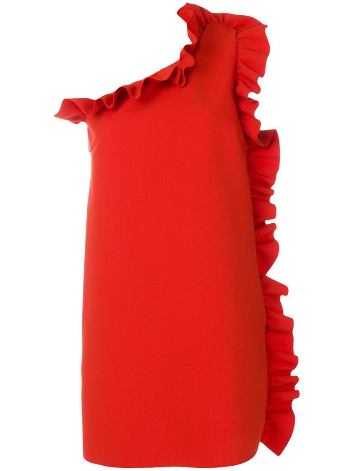 Msgm Ruffled One-shoulder Dress - Red