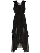 Faith Connexion Ruffle Detail Silk Wrap Dress - Black