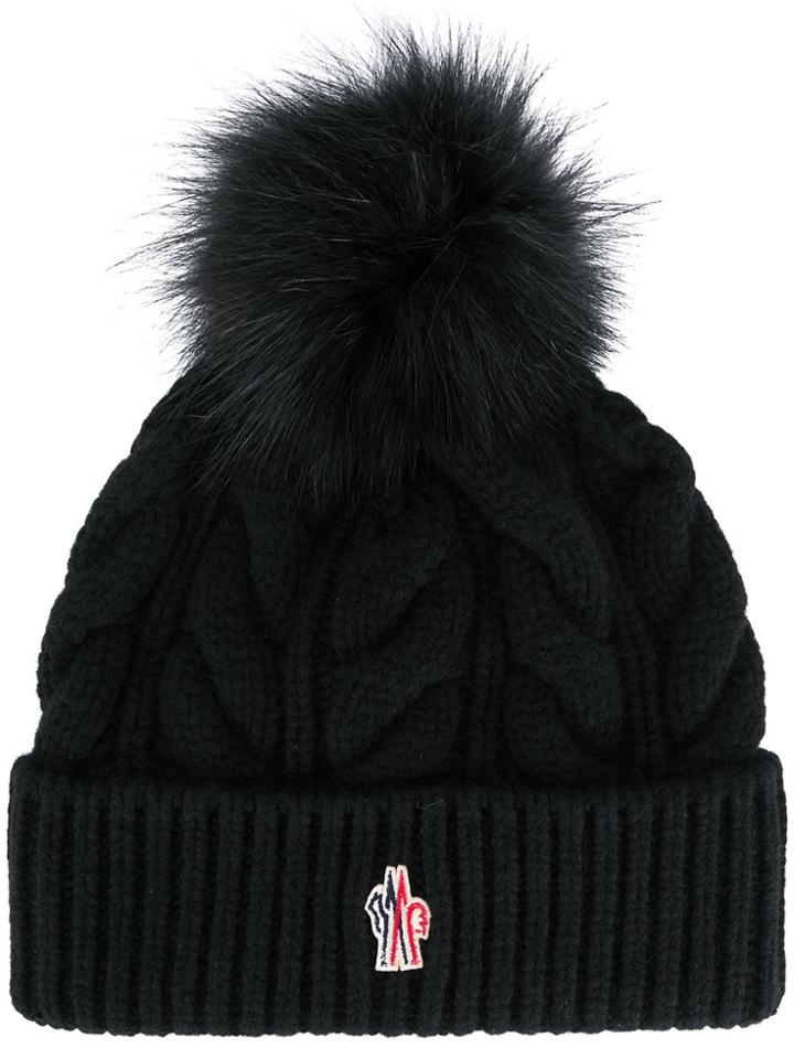 Moncler Grenoble Chunky Knit Pom Pom Beanie - Black