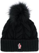 Moncler Grenoble Chunky Knit Pom Pom Beanie - Black