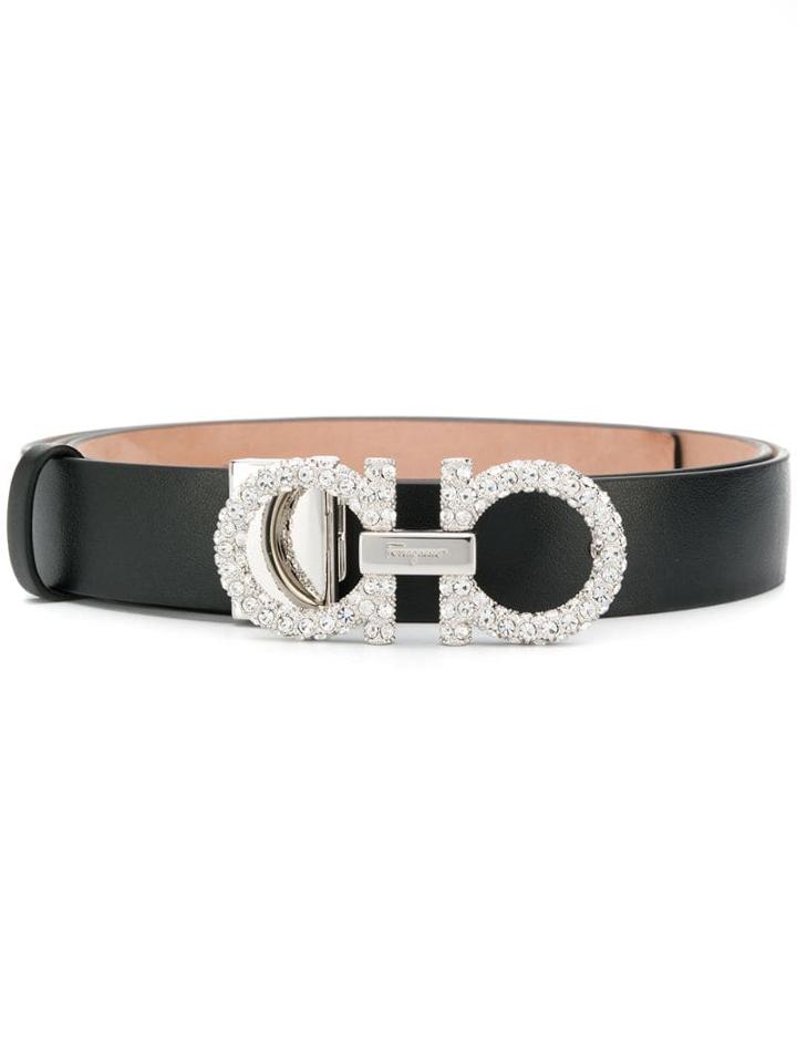 Salvatore Ferragamo Embellished Gancini Belt - Black