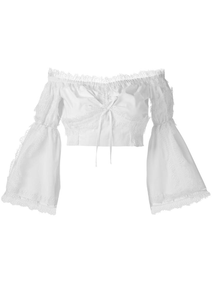 Wandering - Bardot Lace Top - Women - Cotton/polyamide - 40, Women's, White, Cotton/polyamide