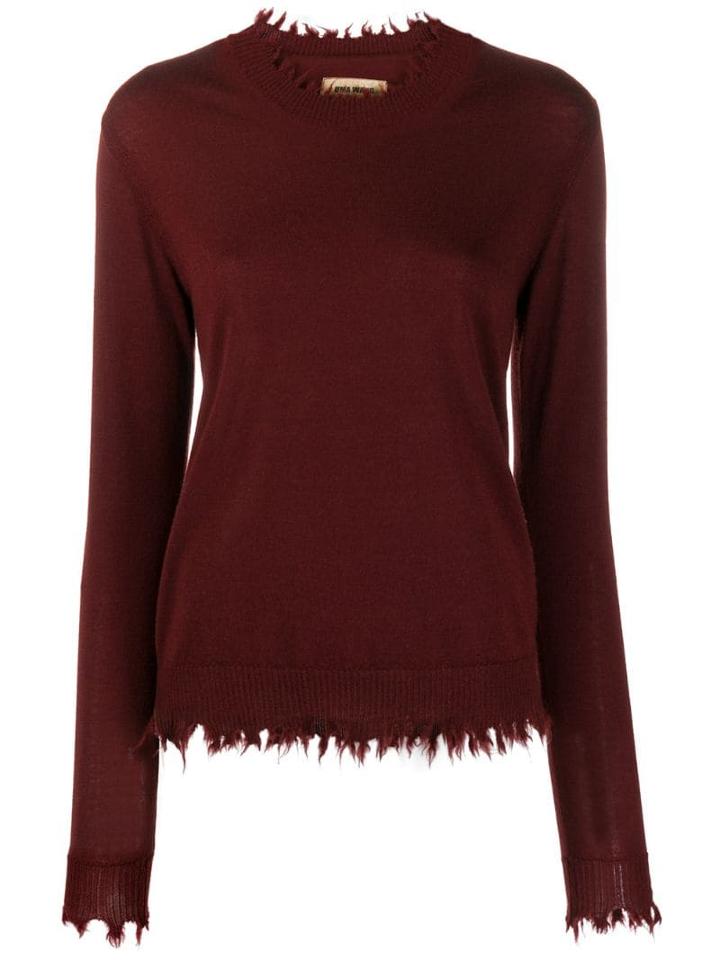 Uma Wang Raw Edge Cashmere Sweater - Red