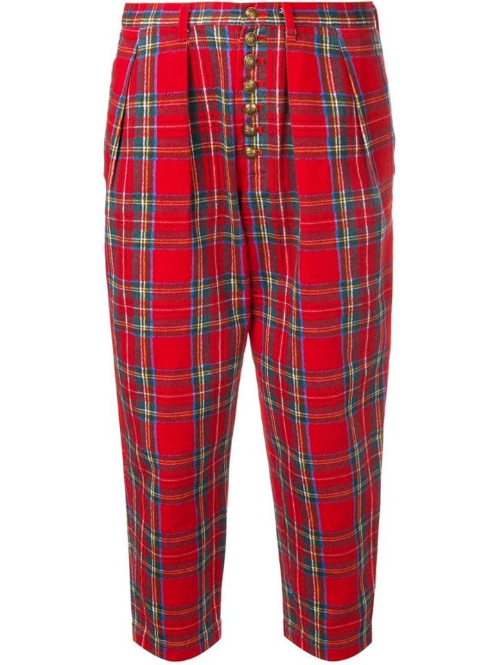 Comme Des Garçons Pre-owned Tartan Cropped Trousers - Red