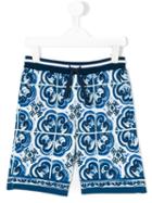 Dolce & Gabbana Kids - Majolica Print Shorts - Kids - Cotton - 2 Yrs, Blue