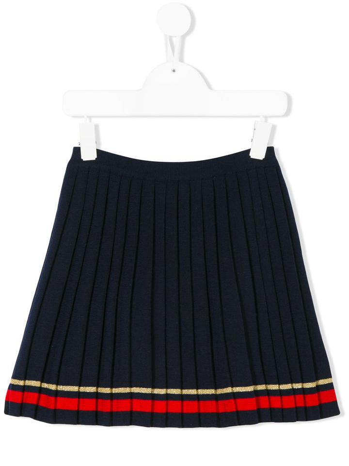 Gucci Kids - Stripe Detail Pleated Skirt - Kids - Wool - 10 Yrs, Blue
