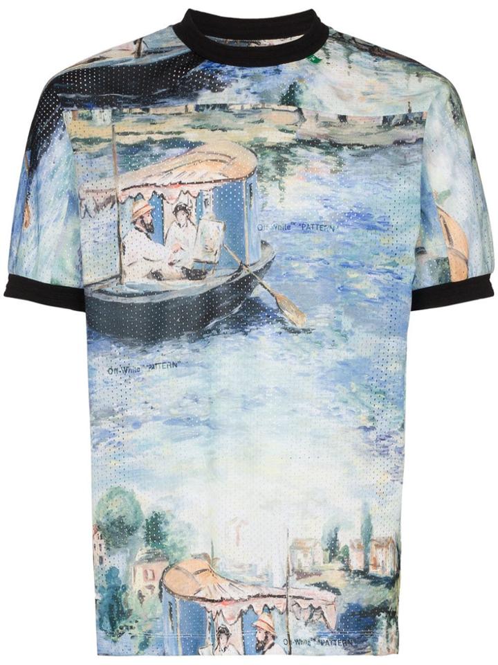 Off-white Lake Print Mesh T Shirt - Green