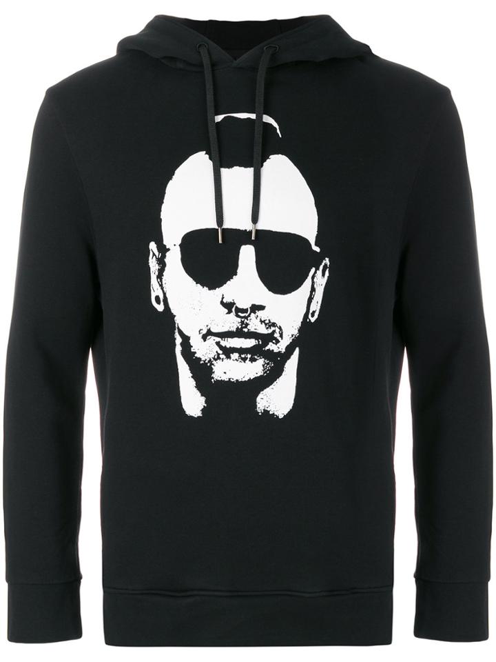 Neil Barrett Face Print Hoodie - Black